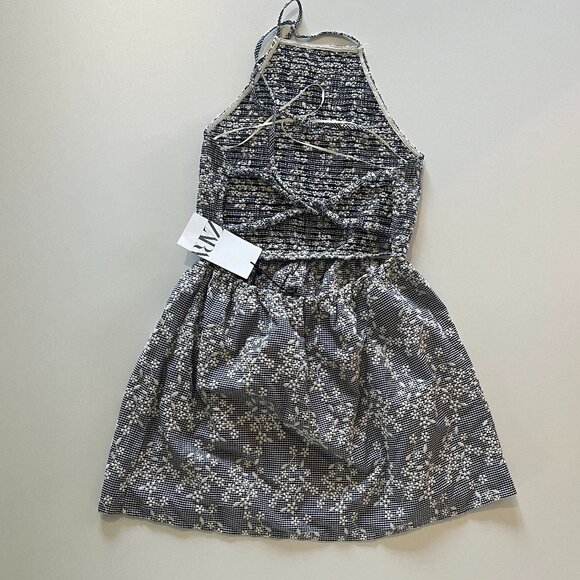 Zara NWT summer Halter Backless Mini Dress with flowers embroidery size … - Picture 2 of 9